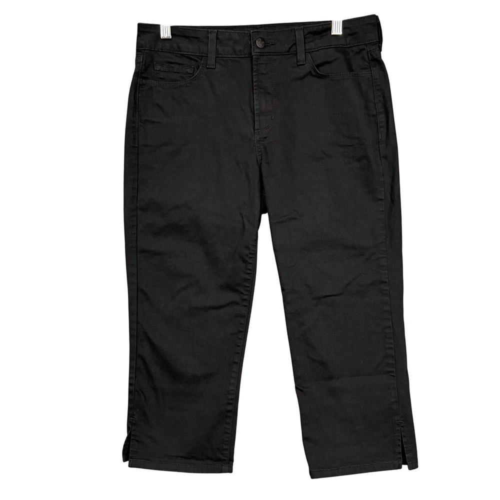 NYDJ Crop Jeans Womens 8 Black Slimming Stretch Cotton Lift Tuck Made in USA‎